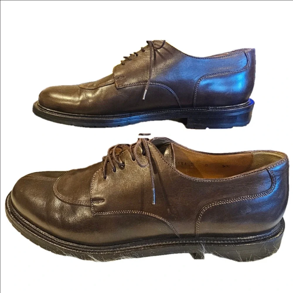 Santoni Nuvola Vintage Leather Derby Laceup Shoes Size 9.5